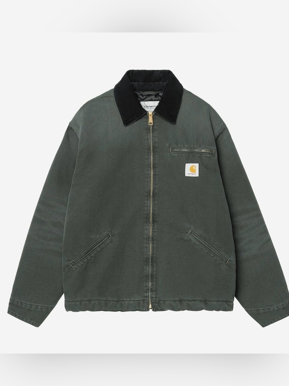 Carhartt J97 Detroit jacket rare moss green brown collar flannel plaid lined